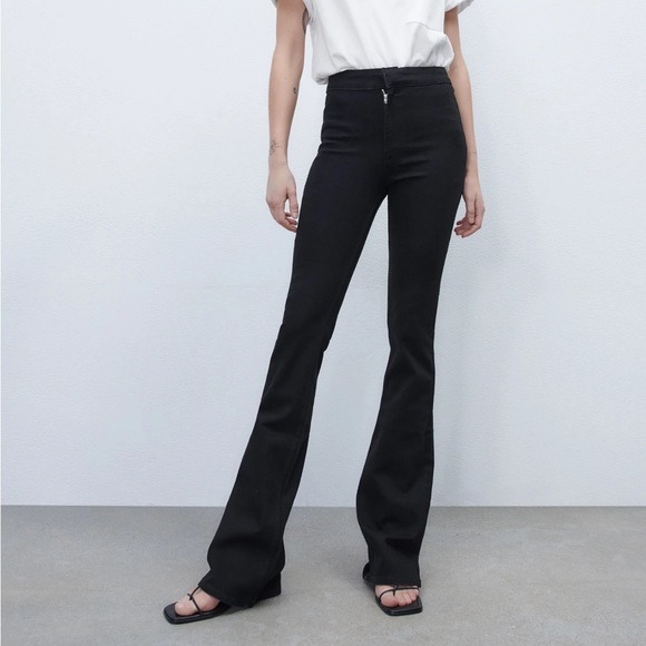 Zara Denim - Zara high waist skinny flare stretch jeans Mirza black NWT
